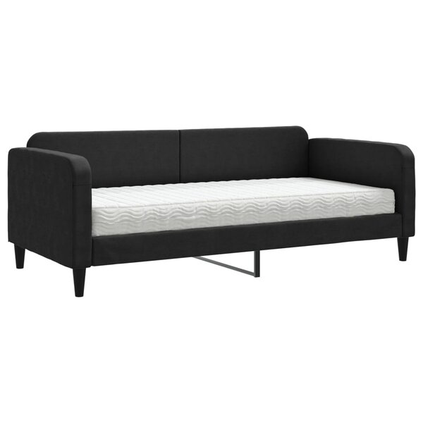 vidaXL Lit de jour avec matelas noir 90x190 cm tissu