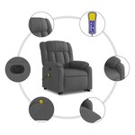vidaXL Fauteuil inclinable de massage électrique Gris foncé Tissu