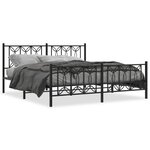 vidaXL Cadre de lit métal avec tête de lit/pied de lit noir 183x213 cm