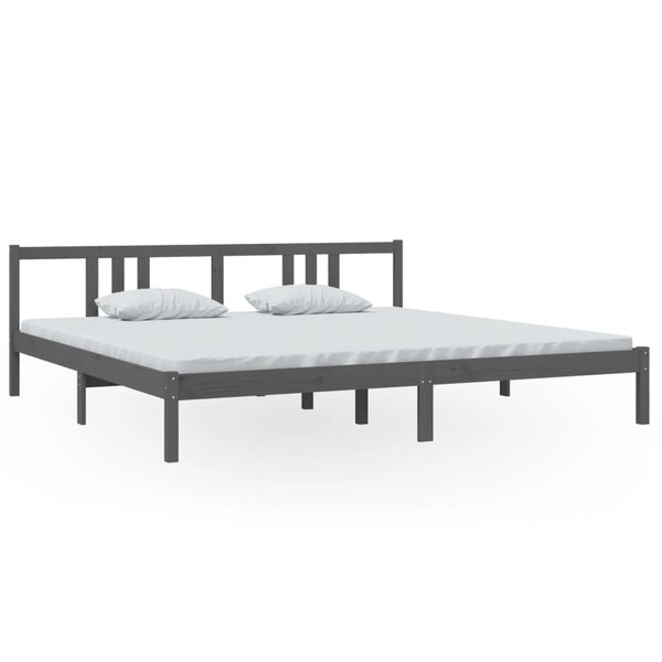 vidaXL Cadre de lit Gris Bois massif 200x200 cm