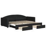 vidaXL Lit de jour avec gigogne et tiroirs sans matelas noir 90x200 cm