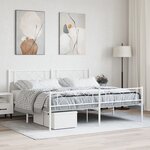 vidaXL Cadre de lit métal avec tête de lit/pied de lit blanc 183x213cm