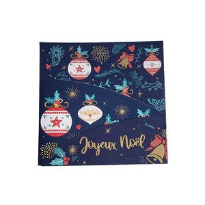 Carte De Voeux - Carte 3 Volets Farandole - Joyeux Noël Bleu Marine