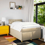 vidaXL Sommier à lattes de lit avec matelas Crème 120x200 cm Tissu
