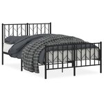 vidaXL Cadre de lit métal avec tête de lit/pied de lit noir 120x190 cm