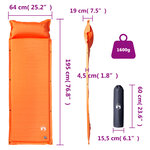 vidaXL Matelas de camping autogonflant avec oreiller 1 personne orange