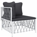 vidaXL Salon de jardin avec coussins 10 Pièces blanc acier