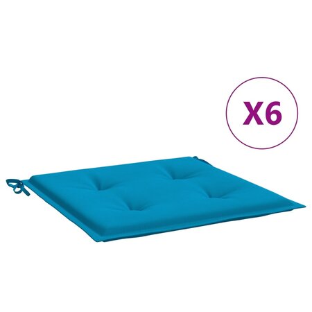 vidaXL Coussins de chaise jardin lot de 6 bleu 50x50x3 cm tissu oxford