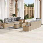 vidaXL Ensemble de sofa de jardin 11 pièces avec coussins en beige poly rotin acacia