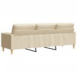 vidaXL Canapé 3 places avec oreillers décoratifs crème 210 cm tissu