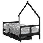 vidaXL Cadre de lit pour enfant tiroirs noir 80x160 cm bois pin massif