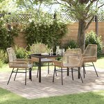 vidaXL Ensemble de Salle à Manger de Jardin 5 Pièces avec Coussins Marron Poly Rattan