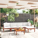 vidaXL Salon de jardin 6 Pièces avec coussins Crème Bois d'acacia solide