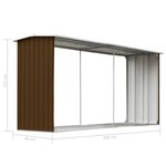 vidaXL Abri de stockage de bois Acier galvanisé 330x92x153 cm Marron