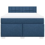 vidaXL Sommier à lattes de lit avec matelas Bleu 140x200 cm Tissu