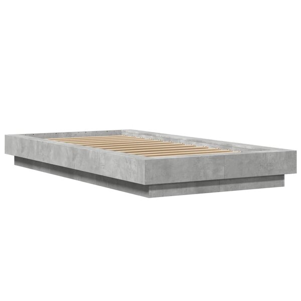 vidaXL Cadre de lit avec lumières LED gris béton 90x200 cm