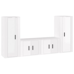 vidaXL Ensemble de meubles TV 4 Pièces Blanc brillant Bois d'ingénierie