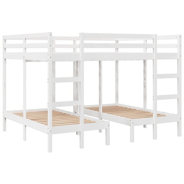 vidaXL Lit superposé triple blanc 140x200/70x140 cm bois de pin massif