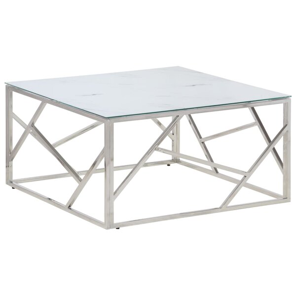 vidaXL Table basse argenté acier inoxydable et verre trempé