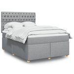 vidaXL Sommier à lattes de lit avec matelas Gris clair 140x190cm Tissu