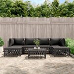 vidaXL Salon de jardin 7 Pièces avec coussins anthracite acier