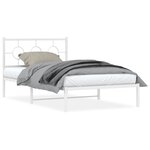 vidaXL Cadre de lit métal avec tête de lit/pied de lit blanc 107x203cm