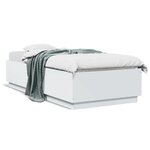 vidaXL Cadre de lit blanc 100x200 cm bois d'ingénierie