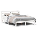 vidaXL Cadre de lit avec tête de lit blanc 150x200 cm bois pin massif