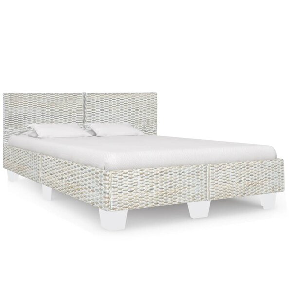 vidaXL Cadre de lit Gris Rotin naturel 140 x 200 cm