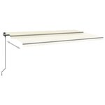 vidaXL Auvent automatique et capteur de vent et LED 6x3 5 m Crème