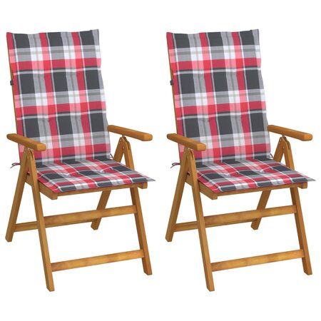 vidaXL Chaises inclinables de jardin 2 Pièces avec coussins Bois d'acacia