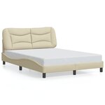 vidaXL Cadre de lit avec lumières LED crème 140x200 cm tissu