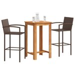 vidaXL Ensemble de bar de jardin 3 Pièces marron bois massif acacia rotin