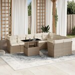 vidaXL Salon de jardin avec coussins 10 Pièces beige résine tressée