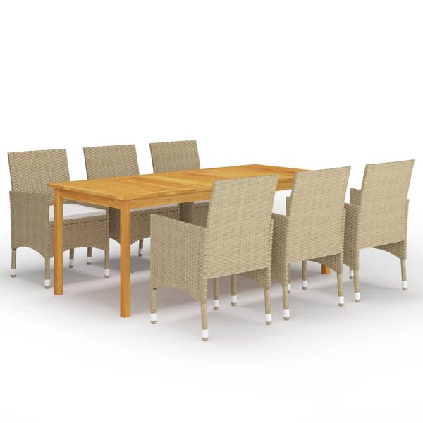 vidaXL Ensemble à manger de jardin 7 Pièces Beige