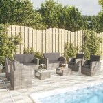 vidaXL Salon de jardin 8 Pièces avec coussins résine tressée gris