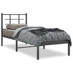 vidaXL Cadre de lit métal avec tête de lit noir 80x200 cm
