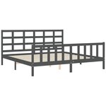vidaXL Cadre de lit avec tête de lit gris 200x200 cm bois massif