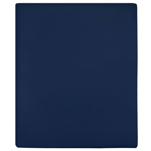 vidaXL Drap-housse Jersey Bleu marine 100x200 cm Coton