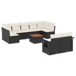 vidaXL Salon de jardin 10 Pièces avec coussins noir résine tressée