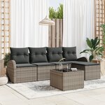 vidaXL Ensemble de Canapé de Jardin de 5 Pièces avec Coussins Noir en Rattan
