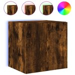 vidaXL Meubles TV muraux et lumières LED 2Pièces chêne fumé 40 5x35x40 cm