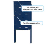 Bloc collectif leabox.com  2x4  grade 3  simple face  Extérieur  fixation sur pieds à sceller  Bleu Saphir RAL 5003 finition brillante