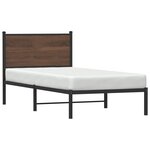 vidaXL Cadre de lit en métal avec tête de lit chêne marron 80x200 cm