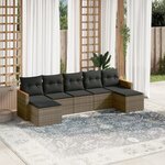 vidaXL Salon de jardin avec coussins 7 Pièces gris résine tressée
