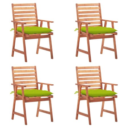 vidaXL Chaises à dîner d'extérieur 4 Pièces avec coussins Acacia massif