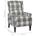 vidaXL Fauteuil de massage inclinable gris blanc tissu