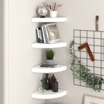 vidaXL Étagères d'angle flottantes 4Pièces blanc brillant 25x25x3 8cm MDF