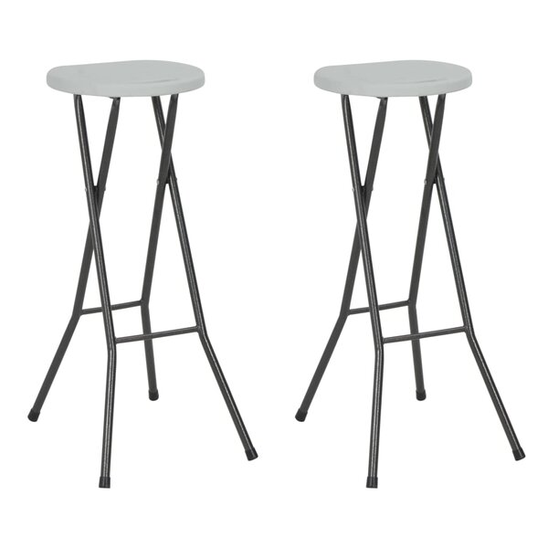 vidaXL Tabourets de bar pliables 2 Pièces PEHD et acier Blanc
