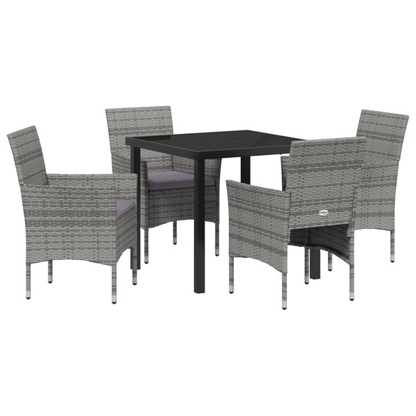 vidaXL Set de Salle à Manger de Jardin 5 Pièces Gris Rotin Poly